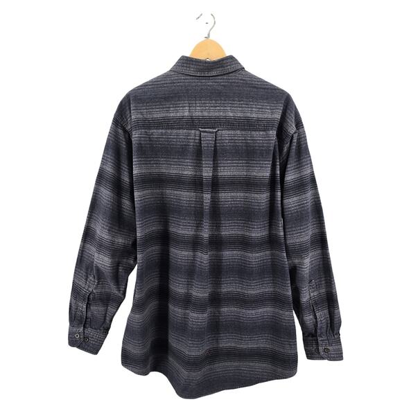 Woolrich Gray Black Striped Button Up Flannel Shirt Mens XL Long Sleeve Collared - Picture 3 of 6